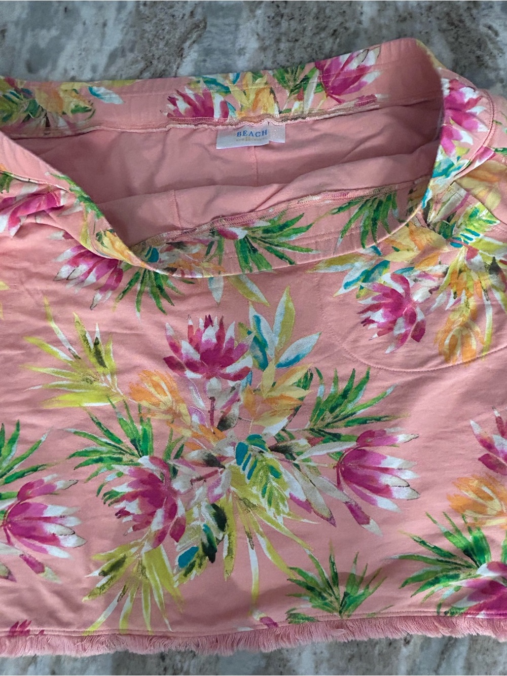 Belle by Kim Gravel coral Hawaii Floral Skort with Fringe Trim 2 pockets. 2X - Picture 6 of 8